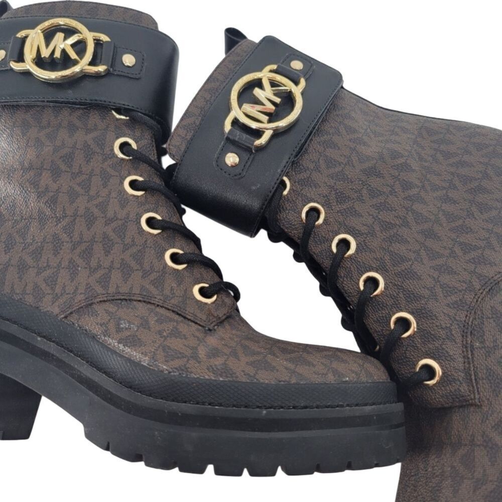 Michael Kors Womens 'Rory' Heeled Ankle Boots Dark Brown Black 6 - Picture 9 of 16